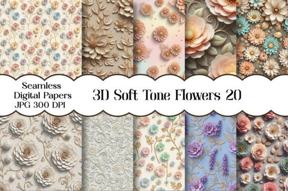 3D Soft Tone Flowers Seamless Patterns: A Creative Tool for Designers and DIY Enthusiasts