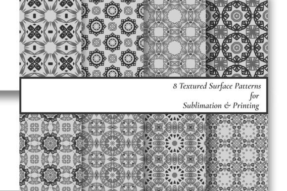 8 Grayscale Seamless Geometric Patterns for Creative Projects