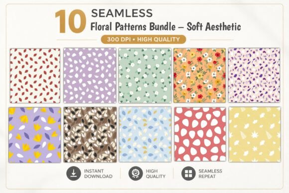 A Set of 10 Soft Floral Patterns for Enhanced Design Impact