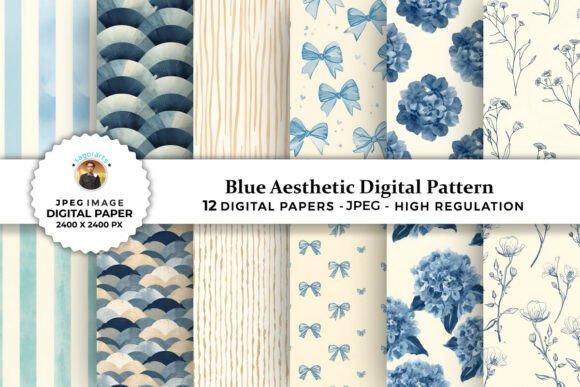 Blue Aesthetic Digital Patterns for Creative Projects