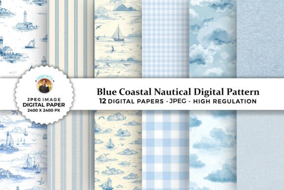 Blue Coastal Nautical Digital Patterns: A Strategic Resource for Creative and Professional Projects
