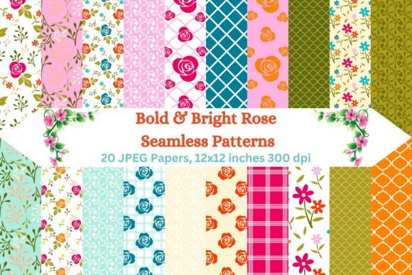 Bold Bright Rose Seamless Patterns for Creative Projects