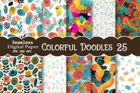 Colorful Doodles Seamless Patterns