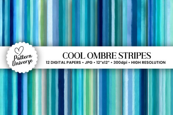 Cool Blue Ombre Stripes Patterns: A Versatile Design Collection