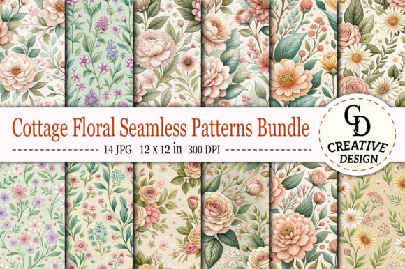 Cottage Floral Seamless Patterns Bundle: A Versatile Resource for Creative Projects