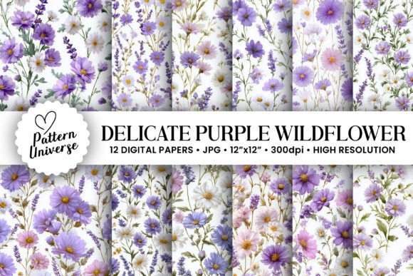 Delicate Purple Wildflowers Patterns