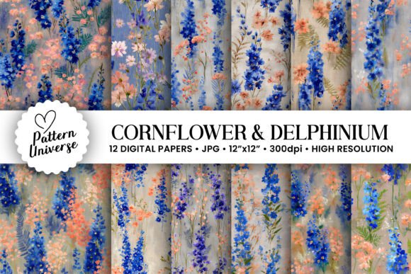 Delphinium and Cornflowers Patterns: Creative Uses for Crafting, Designing, and More