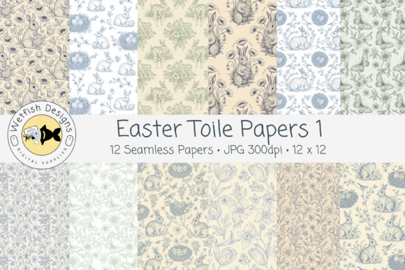 Easter Toile JPG Seamless Patterns 1