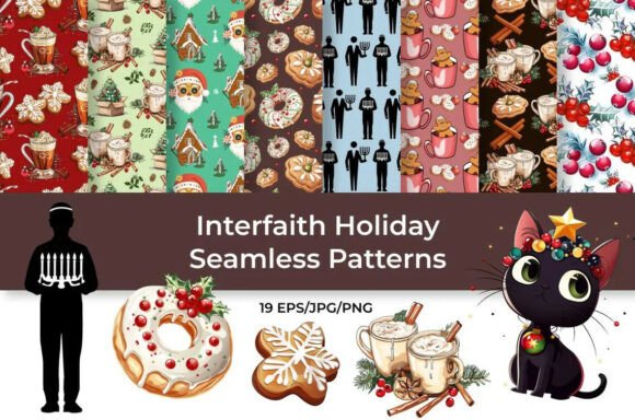 Interfaith Holiday Seamless Patterns