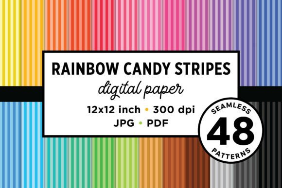 Rainbow Candy Stripes Seamless Patterns for Creative Projects