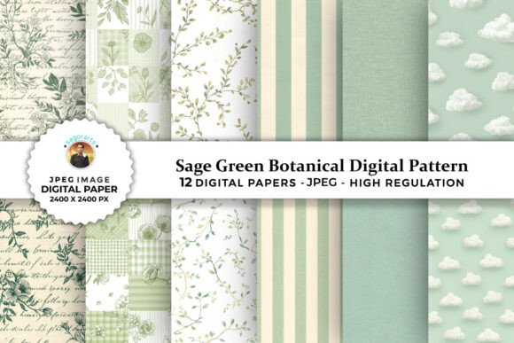 Sage Green Botanical Digital Patterns: A Versatile Design for Creative Projects