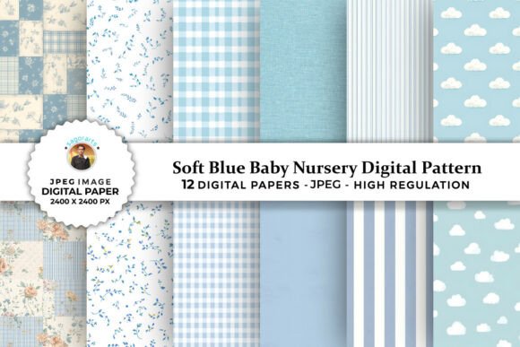 Soft Blue Baby Nursery Digital Patterns: A Versatile Resource for Creative Projects