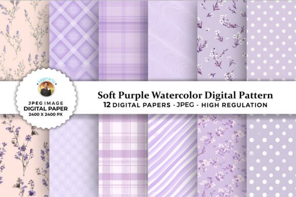Soft Purple Watercolor Digital Patterns for Creative Expression