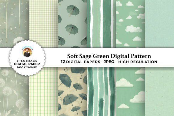 Soft Sage Green Digital Patterns for Creative Projects