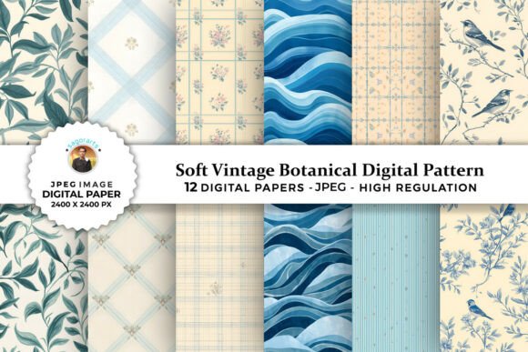 Soft Vintage Botanical Digital Patterns