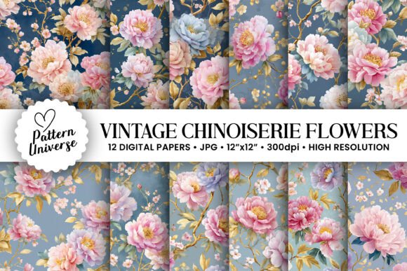 Vintage Chinoiserie Flowers Patterns: Timeless Elegance for Modern Creations